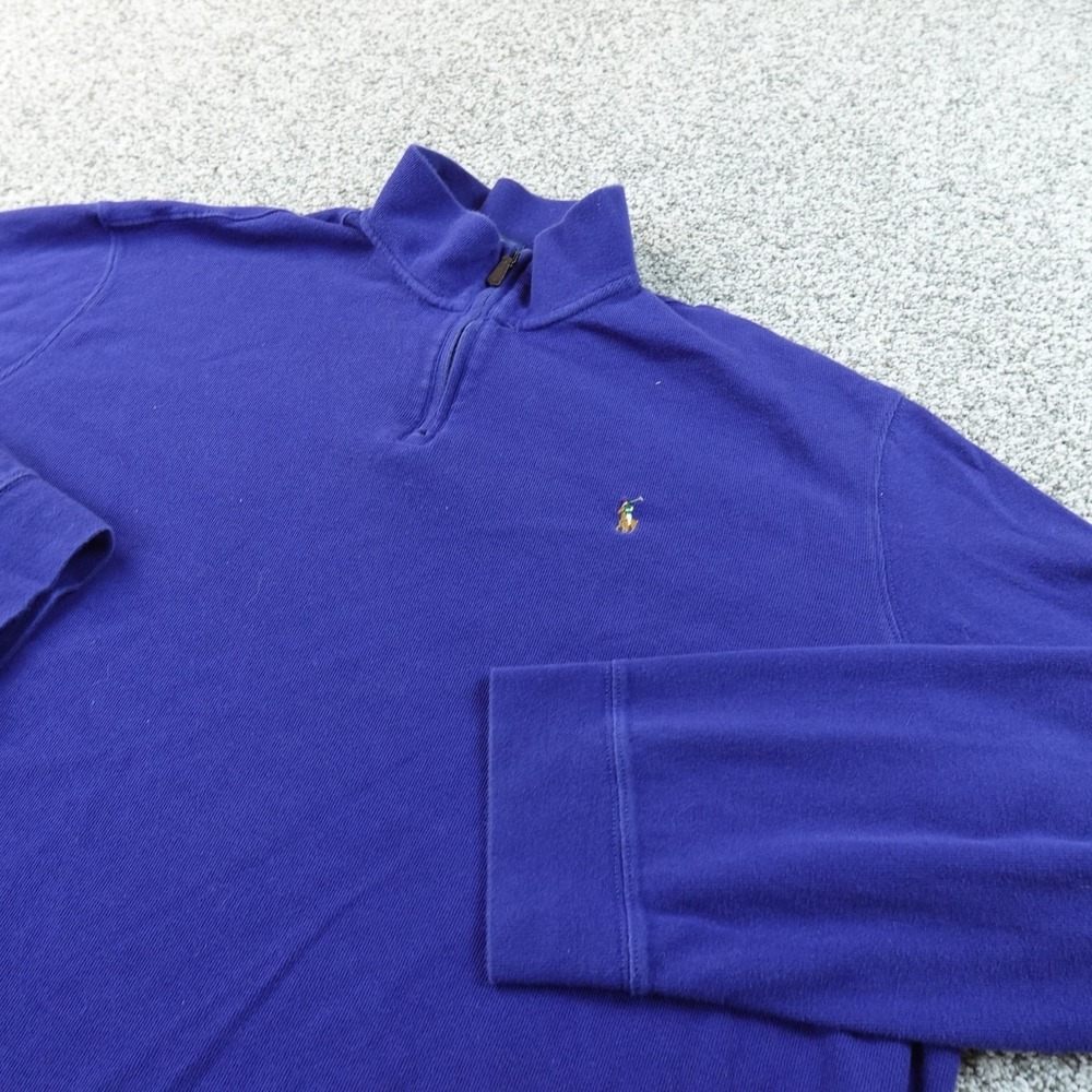 Polo Ralph Lauren Sweater Mens 2XL Blue 1/4 Zip Mock Neck Knit Pullover Pony Top
